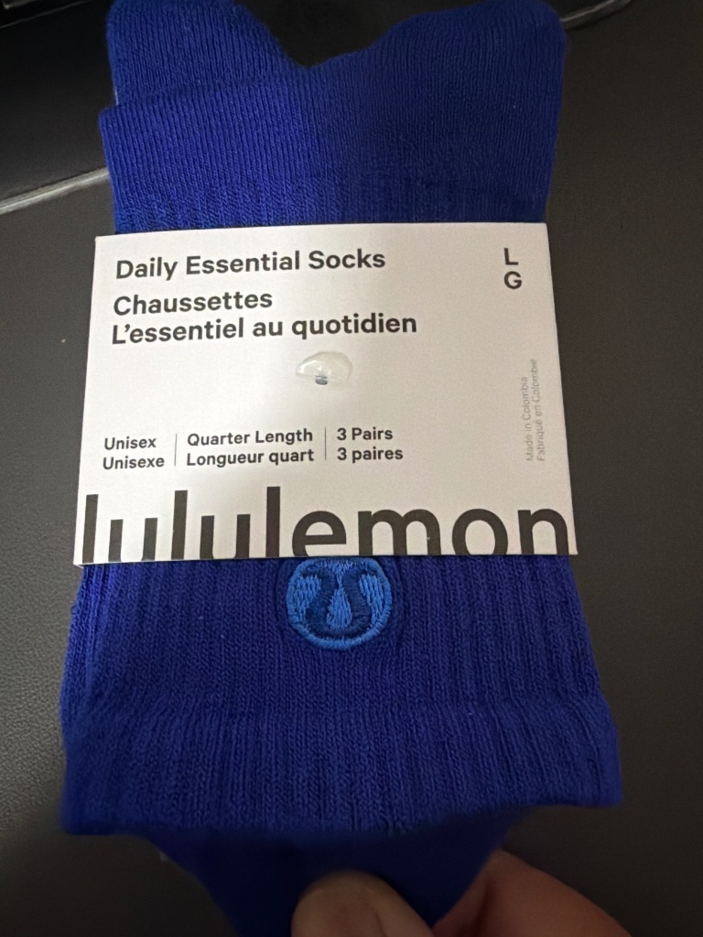 3 Pairs of socks Lululemon Daily Essentials large blue purple white - Picture 2 of 3
